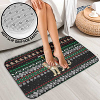 United Arab Emirates Christmas Bathroom Set with Santa Riding Cheetah Black Snowflake Pattern and Palm Tree - Wonder Print Shop