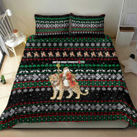 United Arab Emirates Christmas Bedding Set with Santa Riding Cheetah Black Snowflake Pattern and Palm Tree - Wonder Print Shop