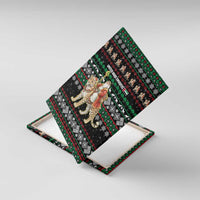 United Arab Emirates Christmas Canvas Wall Art with Santa Riding Cheetah Black Snowflake Pattern and Palm Tree - Wonder Print Shop