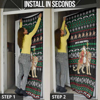 United Arab Emirates Christmas Door Cover with Santa Riding Cheetah Black Snowflake Pattern and Palm Tree - Wonder Print Shop