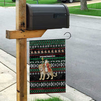 United Arab Emirates Christmas Garden Flag with Santa Riding Cheetah Black Snowflake Pattern and Palm Tree - Wonder Print Shop