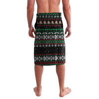 United Arab Emirates Christmas Lavalava with Santa Riding Cheetah Black Snowflake Pattern and Palm Tree - Wonder Print Shop
