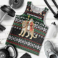 United Arab Emirates Christmas Men Tank Top with Santa Riding Cheetah Black Snowflake Pattern and Palm Tree - Wonder Print Shop