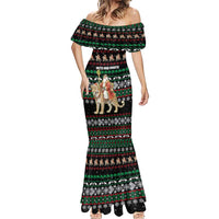 United Arab Emirates Christmas Mermaid Dress with Santa Riding Cheetah Black Snowflake Pattern and Palm Tree - Wonder Print Shop