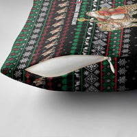 United Arab Emirates Christmas Pillow Cover with Santa Riding Cheetah Black Snowflake Pattern and Palm Tree - Wonder Print Shop