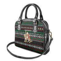 United Arab Emirates Christmas Shoulder Handbag with Santa Riding Cheetah Black Snowflake Pattern and Palm Tree - Wonder Print Shop