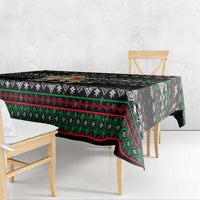 United Arab Emirates Christmas Tablecloth with Santa Riding Cheetah Black Snowflake Pattern and Palm Tree - Wonder Print Shop