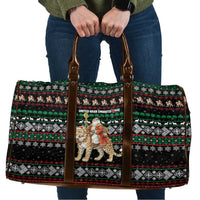 United Arab Emirates Christmas Travel Bag with Santa Riding Cheetah Black Snowflake Pattern and Palm Tree - Wonder Print Shop