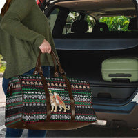 United Arab Emirates Christmas Travel Bag with Santa Riding Cheetah Black Snowflake Pattern and Palm Tree - Wonder Print Shop