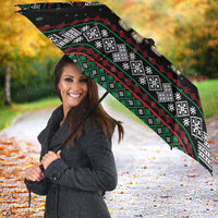 United Arab Emirates Christmas Umbrella with Santa Riding Cheetah Black Snowflake Pattern and Palm Tree - Wonder Print Shop