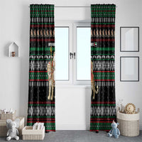 United Arab Emirates Christmas Window Curtain with Santa Riding Cheetah Black Snowflake Pattern and Palm Tree - Wonder Print Shop
