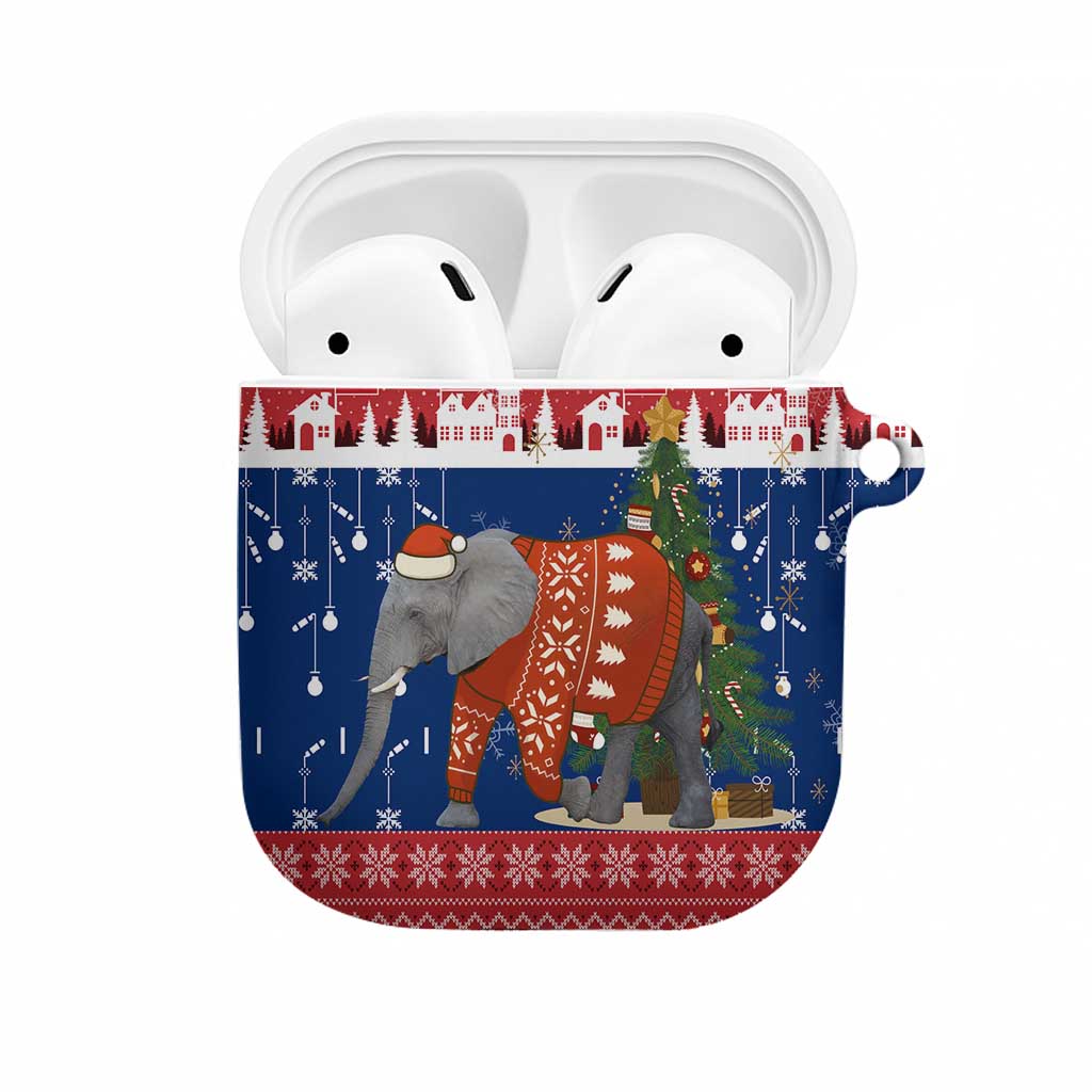 Laos Christmas AirPods Case with Festive Elephant Design and Holiday Village Pattern - Wonder Print Shop