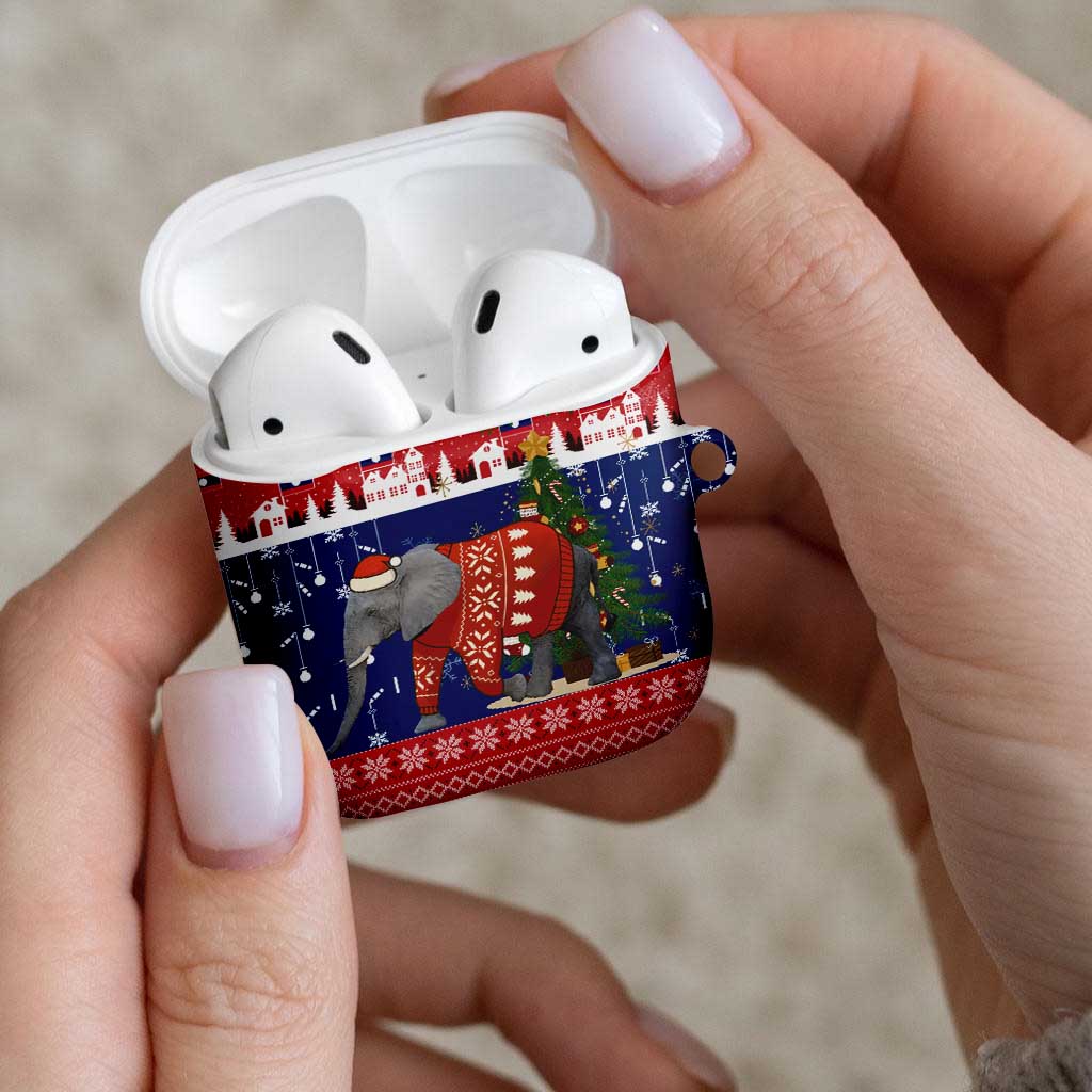 Laos Christmas AirPods Case with Festive Elephant Design and Holiday Village Pattern - Wonder Print Shop