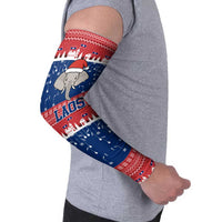 Laos Christmas Arm Sleeves with Festive Elephant Design and Holiday Village Pattern - Wonder Print Shop