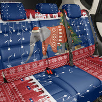 Laos Christmas Back Car Seat Cover with Festive Elephant Design and Holiday Village Pattern - Wonder Print Shop