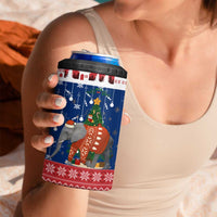 Laos Christmas 4 in 1 Can Cooler Tumbler with Festive Elephant Design and Holiday Village Pattern - Wonder Print Shop