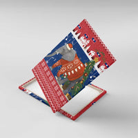 Laos Christmas Canvas Wall Art with Festive Elephant Design and Holiday Village Pattern - Wonder Print Shop