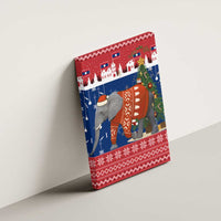 Laos Christmas Canvas Wall Art with Festive Elephant Design and Holiday Village Pattern - Wonder Print Shop