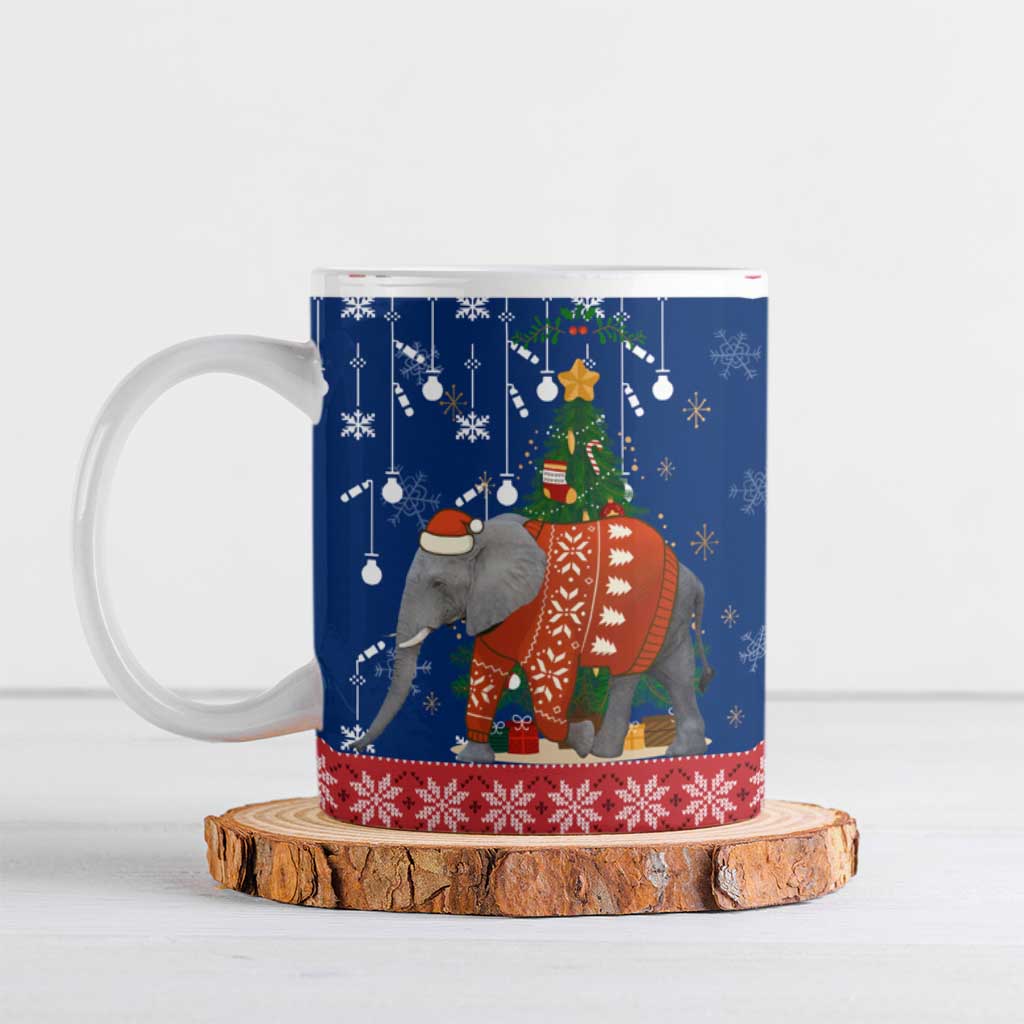 Laos Christmas Ceramic Mug with Festive Elephant Design and Holiday Village Pattern - Wonder Print Shop