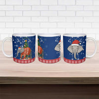 Laos Christmas Ceramic Mug with Festive Elephant Design and Holiday Village Pattern - Wonder Print Shop