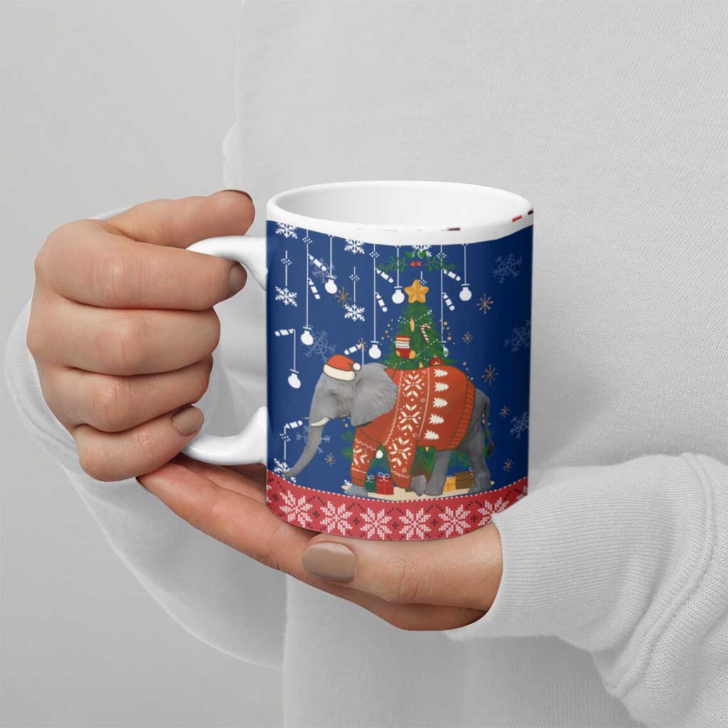 Laos Christmas Ceramic Mug with Festive Elephant Design and Holiday Village Pattern - Wonder Print Shop