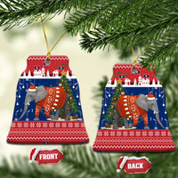 Laos Christmas Ceramic Ornament with Festive Elephant Design and Holiday Village Pattern - Wonder Print Shop