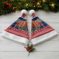 Laos Christmas Santa Hat with Festive Elephant Design and Holiday Village Pattern - Wonder Print Shop