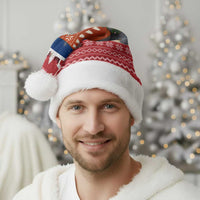 Laos Christmas Santa Hat with Festive Elephant Design and Holiday Village Pattern - Wonder Print Shop