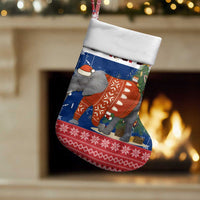 Laos Christmas Stocking with Festive Elephant Design and Holiday Village Pattern - Wonder Print Shop
