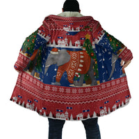 Laos Christmas Cloak with Festive Elephant Design and Holiday Village Pattern - Wonder Print Shop