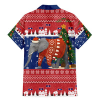 Laos Christmas Family Matching Mermaid Dress and Hawaiian Shirt with Festive Elephant Design and Holiday Village Pattern - Wonder Print Shop