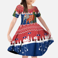 Laos Christmas Family Matching Puletasi and Hawaiian Shirt with Festive Elephant Design and Holiday Village Pattern - Wonder Print Shop