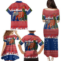 Laos Christmas Family Matching Puletasi and Hawaiian Shirt with Festive Elephant Design and Holiday Village Pattern - Wonder Print Shop