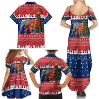 Laos Christmas Family Matching Summer Maxi Dress and Hawaiian Shirt with Festive Elephant Design and Holiday Village Pattern - Wonder Print Shop