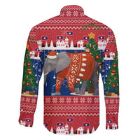 Laos Christmas Family Matching Tank Maxi Dress and Hawaiian Shirt with Festive Elephant Design and Holiday Village Pattern - Wonder Print Shop