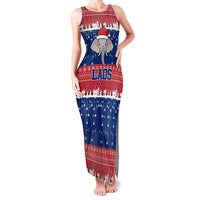 Laos Christmas Family Matching Tank Maxi Dress and Hawaiian Shirt with Festive Elephant Design and Holiday Village Pattern - Wonder Print Shop