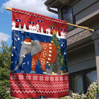 Laos Christmas Garden Flag with Festive Elephant Design and Holiday Village Pattern - Wonder Print Shop