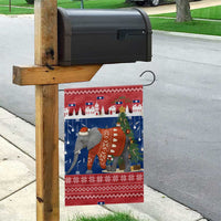 Laos Christmas Garden Flag with Festive Elephant Design and Holiday Village Pattern - Wonder Print Shop