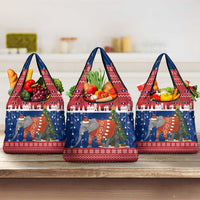 Laos Christmas Grocery Bag with Festive Elephant Design and Holiday Village Pattern - Wonder Print Shop