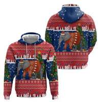 Laos Christmas Hoodie with Festive Elephant Design and Holiday Village Pattern - Wonder Print Shop