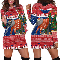 Laos Christmas Hoodie Dress with Festive Elephant Design and Holiday Village Pattern - Wonder Print Shop