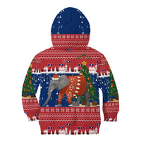 Laos Christmas Kid Hoodie with Festive Elephant Design and Holiday Village Pattern - Wonder Print Shop