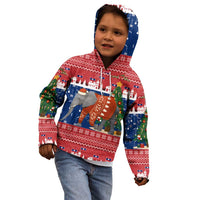 Laos Christmas Kid Hoodie with Festive Elephant Design and Holiday Village Pattern - Wonder Print Shop