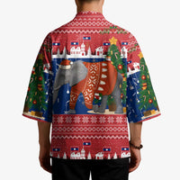 Laos Christmas Kimono with Festive Elephant Design and Holiday Village Pattern - Wonder Print Shop