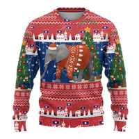 Laos Christmas Ugly Christmas Sweater with Festive Elephant Design and Holiday Village Pattern - Wonder Print Shop