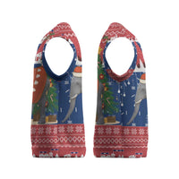 Laos Christmas Knitted V-Neck Vest with Festive Elephant Design and Holiday Village Pattern - Wonder Print Shop