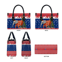 Laos Christmas Leather Bag with Festive Elephant Design and Holiday Village Pattern - Wonder Print Shop