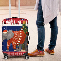 Laos Christmas Luggage Cover with Festive Elephant Design and Holiday Village Pattern - Wonder Print Shop