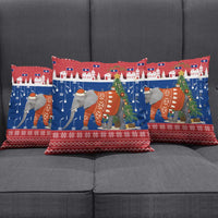 Laos Christmas Pillow Cover with Festive Elephant Design and Holiday Village Pattern - Wonder Print Shop
