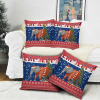 Laos Christmas Pillow Cover with Festive Elephant Design and Holiday Village Pattern - Wonder Print Shop